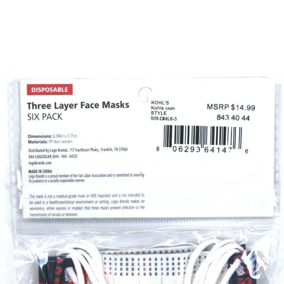 Boston Red Sox 6-Pack Three Layer Face Masks - Adult - Picture 5 of 5